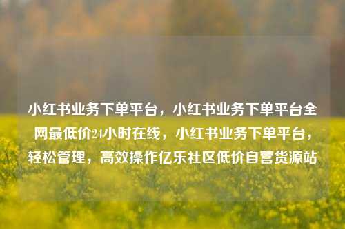 小红书业务下单平台	，小红书业务下单平台全网最低价24小时在线，小红书业务下单平台，轻松管理	，高效操作亿乐社区低价自营货源站  第1张
